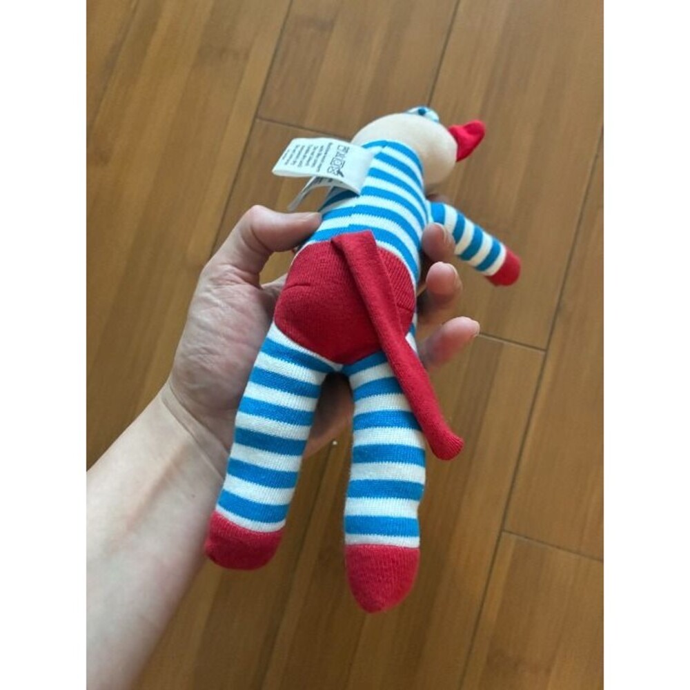 Under the Nile Organic Cotton Blue Striped Scrappy Cat Kitten Stuffed Plush Toy - Picture 4 of 4